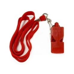 Silbato Clasico Plastico Con Cordon Rojo